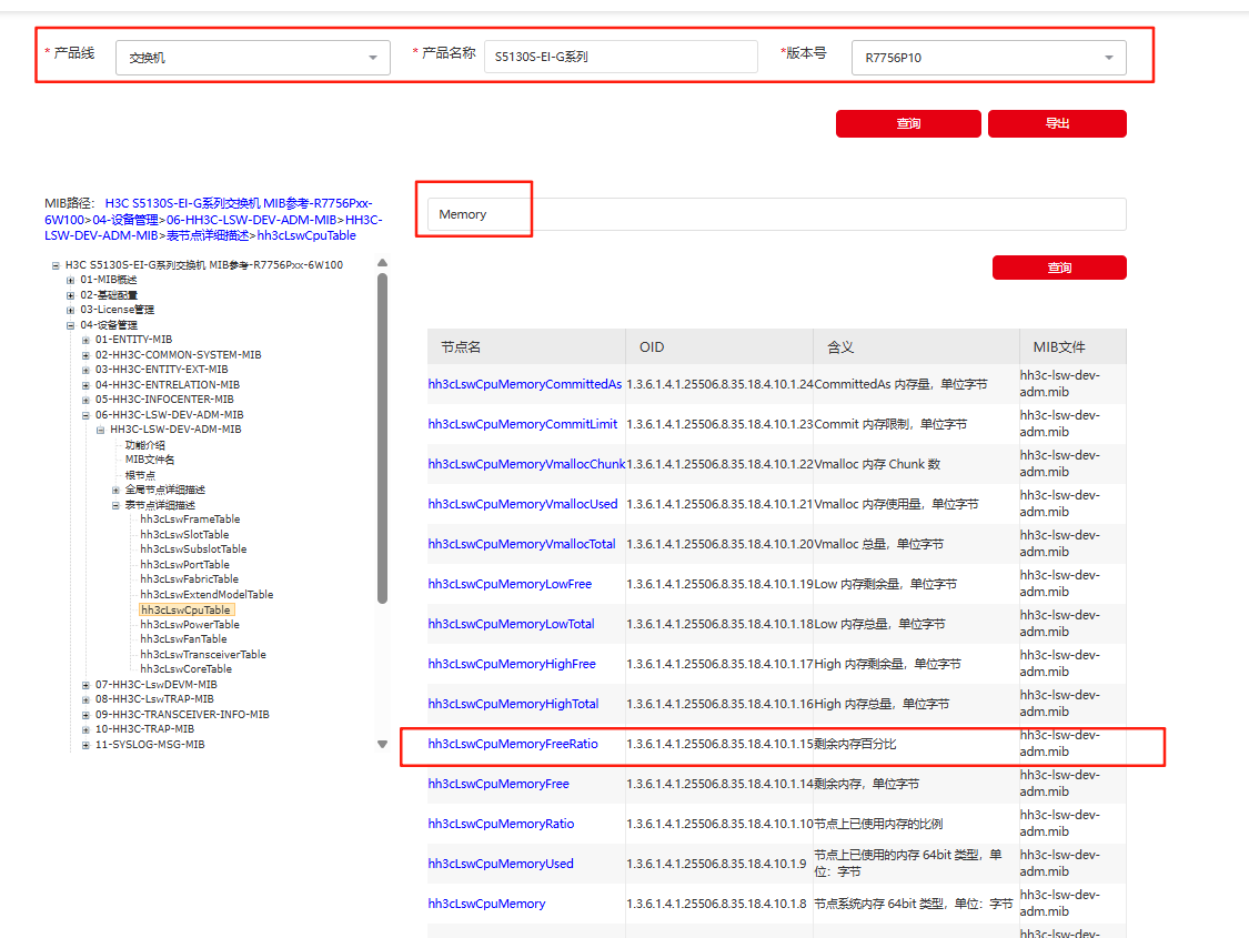 1.7 官网内存空闲率OID查询